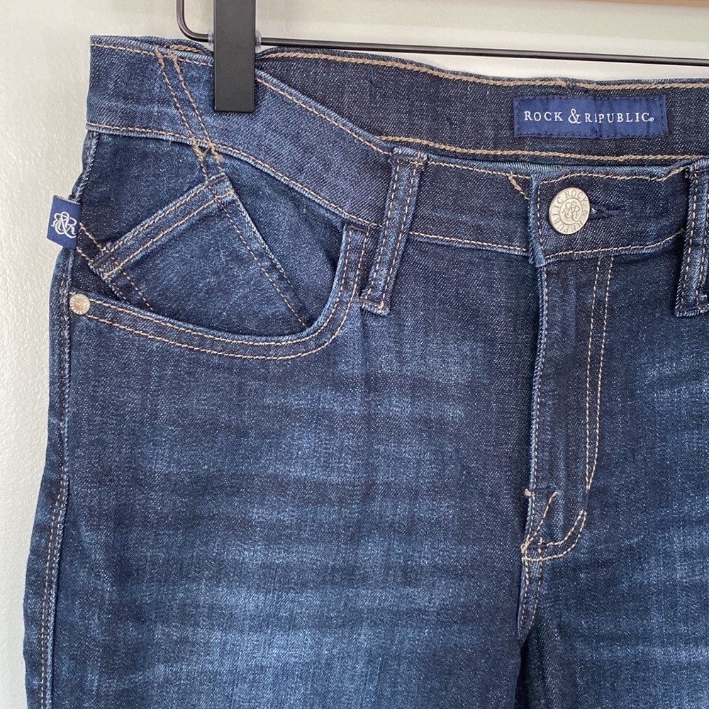 Rock & Republic Berlin High Rise Skinny Jeans Straight Leg Stretch Sz 10 Dark - Picture 2 of 14